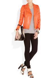 Orange Leather Biker Jacket Mcq Alexander Mcqueen Orange Leather Jacket Jackets Orange Leather