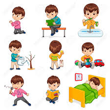 Over 2,710 morning routine pictures to choose from, with no signup needed. Boy Does Daily Routine Actions Illustrations Set Royalty Free Cliparts Vectors And Stock Illustration Image 95188645