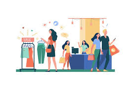 Free Vector Women Buying Clothes In Clothing Store Isolated Flat Vector Illustration Cartoon Girls And Consumers Choosing Modern Apparel Garment Or Dress Fashion Shop And Style