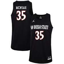 Jordan Brand Men 35 Joel Mensah San Diego State Aztecs College Basketball Jerseys Black College Basketball Basketball T Shirt Designs Basketball Jersey