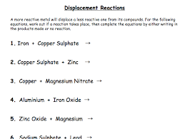 The video lesson describes two double replacement reactions that result in the desired product. Displacement Reaction Worksheet Chemical Reactions Chemical Reactions Reactions Chemical Equation