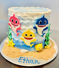 2nd Birthday Baby Shark Buttercream Cake Pin On Cake Decorating