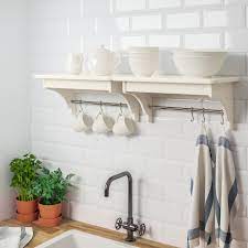 Mar 17, 2020 · this beautiful farmhouse kitchen features mostly gray cabinets, with a few white upper cabinets for accents. Tornviken Wall Shelf Off White 50 Cm Ikea