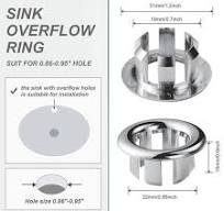 ALEASHA 1.2 in. Sink Basin Trim Overflow Cover Plastic Insert in Hole Round Caps in Chrome (6-Pack) AL-6G03C-6