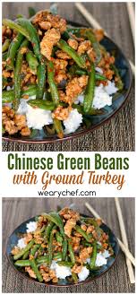Chinese Green Beans With Ground Turkey Over Rice The Weary Chef Healthy Turkey Recipes Ground Turkey Recipes Healthy Ground Turkey Recipes