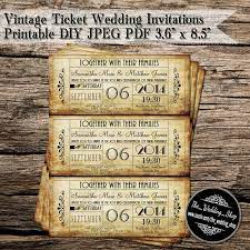 Vintage Ticket Wedding Invitations Printable Diy Jpeg Pdf Etsy Ticket Wedding Invitations Vintage Ticket Printable Wedding Invitations