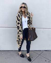 Leopard Cardigan Fashion Fall Outfits Mules Outfit