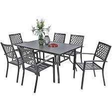 Winston Porter Janas Phivilla 7 Piece Dining Set Wayfair Rectangular Dining Table Metal Patio Furniture Dining Table Chairs