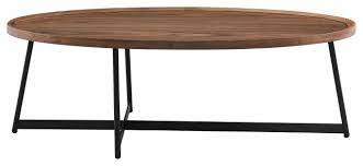 The oval handwoven black rattan coffee table by sprinkle & bloom brings the tropical wicker feel to even more color palettes. Niklaus 47 Oval Coffee Table Industrial Coffee Tables By Euro Style Houzz