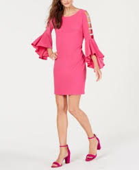 Msk Embellished Bell Sleeve Dress Reviews Dresses Women Macy S Dresses Short Shift Dress Mini Cocktail Dress
