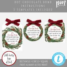Hot Chocolate Bomb Instructions Favor Tag Template Hot Cocoa Etsy Christmas Gift Tags Printable Chocolate Bomb Hot Chocolate
