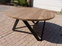 table ronde pietement industrielle sur mesure decoration exterieur meuble bois metal bois metal