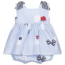 Lapin House Blue Cotton Baby Dress Childrensalon