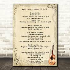 Neil Young Heart Of Gold Song Lyric Vintage Quote Print - Red Heart Print