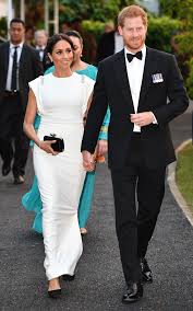 Meghan Markle And Prince Harry Look Ready To Walk Down The Aisle Again In Classic Evening Looks Meghan Markle Dress Royal Fashion Meghan Markle