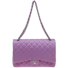 Chanel Lilac Quilted Leather Maxi Classic Double Flap Bag Liked On Polyvore Featuring Bags Handbags Chanel Bags White Hand Chanel Flap Bag Bags Chanel Bag