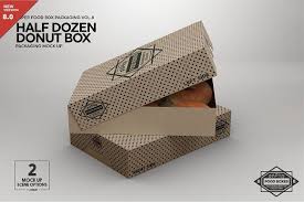 Half Dozen Donut Box Mockup Donut Box Box Mockup Packaging Mockup