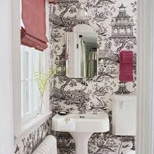 Black And White Toile Wallpaper Bathroom Pin By Beverly Haskins Kennedy On Home Decor Powder Room Small Toile Wallpaper Powder Room