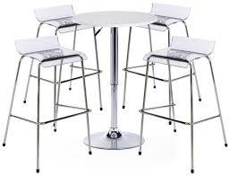Pub Table Set With 1 Round Cocktail Table 4 Acrylic Stools White Pub Table Sets Pub Table And Chairs Modern Bar Stools