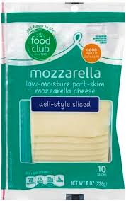 Vegan cheese pizza (1 slice) contains 57g of carbs, 10g of protein, 22g of fat, and 490 calories. Food Club Deli Style Sliced Low Moisture Mozzarella Part Skim Cheese 10 Ea Nutrition Information Innit