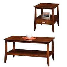 The portland coffee table is an elegant design created in solid pine and beautifully finished in a rich espresso stain. Solid Wood Coffee Table And Storage End Table Set In Sienna 1901526 Pkg