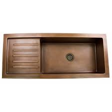 Here is an example of a copper drainboard sink with a farmhouse apron added. Single Well Copper Undermount Sink With Single Side Drain Board 55 Signature Hardware Copper Undermount Sink Copper Kitchen Sink Undermount Sink