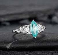Nature Inspired Platinum Marquise Cut Paraiba Blue ...