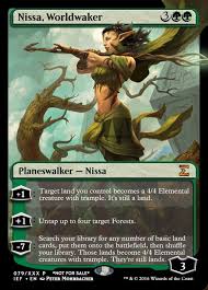 Nissa has long dark hair, large pointed ears and joraga tattoos on her face. Full Art Nissa Worldwaker Altered Toys Hobbies Collectible Card Games Accessories
