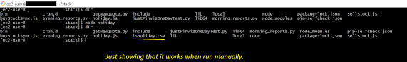 Node Cron Not Running On Ec2 Stack Overflow If the script runs fine when you call it manually from a terminal, then i would suspect that the problem lies with crontab, not with your script.