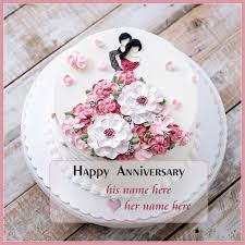 Romantic Anniversary Cake With Name Edit Happy Anniversary Cakes Happy Marriage Anniversary Cake Wedding Anniversary Cakes