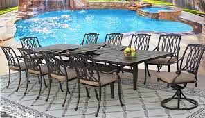 San Marcos Cast Aluminum Outdoor Patio 11pc Set 44x130 Rect Extendable Dining Table Patio Furniture Sets Aluminum Patio Furniture Cast Aluminum Patio Furniture