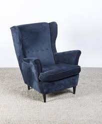 The shape of the armchair provides nice support for the lumbar region. Blue Velvet Upholstered And Ebonized Wing Chair Ikea Wing Chair Chair Lounge Chairs Living Room