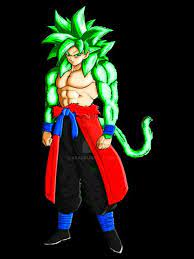 Xeno Goku Ssj4 Green Dragon Ball Z Anime Guy Handsome Anime Guy Blonde Hair