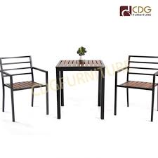 Outdoor patio furniture 3pcs cast aluminum bistro set in antique bronze balcony. Wooden Finish Cafe Dining Set Outdoor Garden Furniture Aluminum Cafe Chairs And Table Set Modern Garden Outdoor Slat Dining Table Set 649dt Alu Sq67 Jiemei