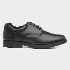 Hush Puppies Tim Boys Black Leather Shoe-203015