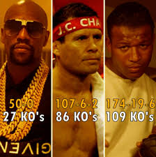 Floyd Mayweather: ''Sometimes they say, 'Julio Cesar Chavez went 89-0.' I  beat more champions than he beat in 100-something fights. Then they talk  about Sugar Ray Robinson. Again, I beat more champions