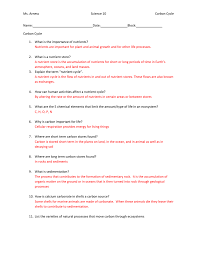 The worksheet will help students learn the parts of the carbon cycle and familiarise themselves with key words. Carbon Cycle Answers