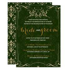 Elegant Gold Pattern In Emerald Bg Wedding Invitation Zazzle Com Wedding Invitations Engagement Invitation Cards Invitations