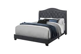 Tufted wingback queen platform bed performance velvet polyester upholstery bed weight capacity: Dark Grey Velvet Upholstered Queen Bed With Nailhead At Gardner White