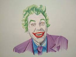 First attempt at a joker/Batman half drawing, started inking before bed