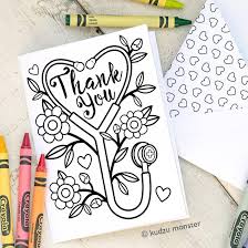 Today, i'm sharing a few printable thank you cards for kids to fill out after the holidays. Free Nurse Appreciation Coloring Card Kudzu Monster