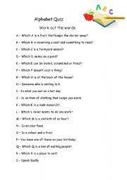 Community contributor take this quiz with friends in real time. Alphabet Quiz Esl Worksheet By Abolt