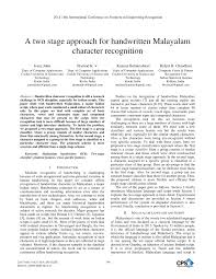 Formal letter writing topics solved examples for class 8 cbse. Pdf A Two Stage Approach For Handwritten Malayalam Character Recognition