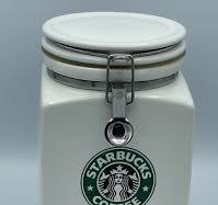 Starbucks Coffee Canister Metal Latch Mermaid Square Vintage 8" Tall, White  | eBay