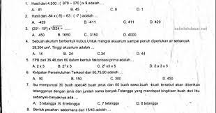 Berilah tanda silang (x) huruf a,b,c, atau d pada jawaban yang paling benar ! Soal Uas Matematika Kelas 6 K 13 Dan Kunci Jawabannya Sekolahdasar Net