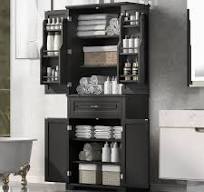 Amazon.com: 72.2" Tall Storage Cabinet with 4 Doors and Drawer,  Freestanding Linen Cabinet, Wooden Pantry with Adjustable Shelf for  Kitchen, Bathroom, ...