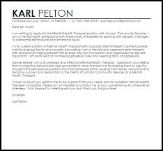 Mental Health Therapist Cover Letter Sample Cover Letter Templates Examples
