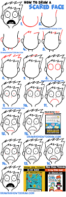 How To Draw Cartoon Facial Expressions Scared Petrified Afraid Terrified Panic How To Draw Step By Step Drawing Tutorials Scared Face Drawing Cartoon Drawings Drawing Tutorial Face