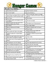 Hunger Games Free Would You Rather Questions Hunger Games Would You Rather Questions Hunger Games Unit