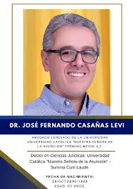 Postulación para el cargo de un Ministro de la CSJ, se presentó el Dr. José  Casañas Levi (51 años). Abogado egresado de la Universidad Católica Nuestra  Señora de la Asunción (UCA) -